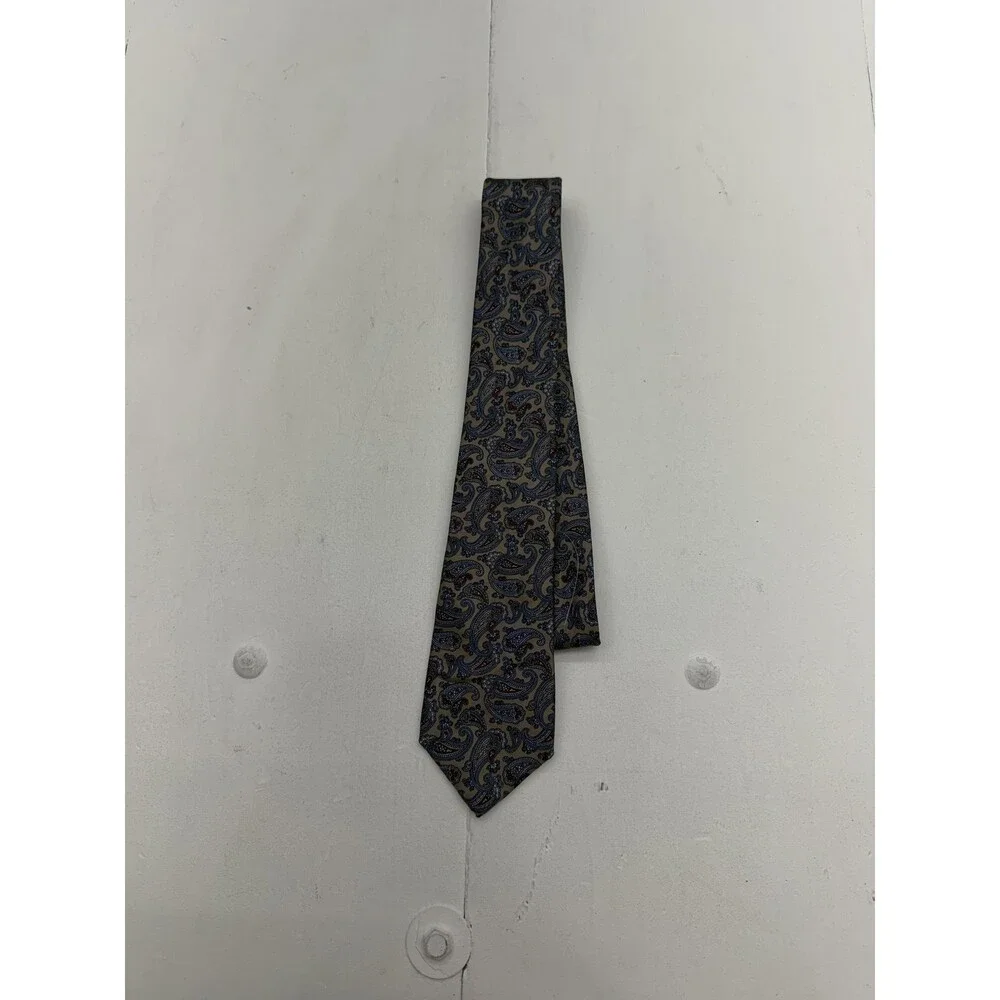 Christian Dior Tie Mens One Size Beige Paisley Woven Classic Designer Necktie